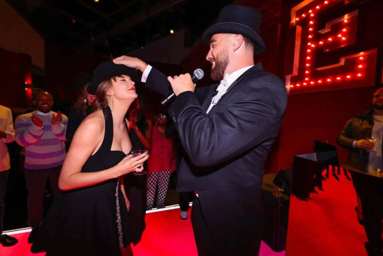 Travis Kelce throws wrap party, surprises Taylor Swift with ’22 Hat’ gift